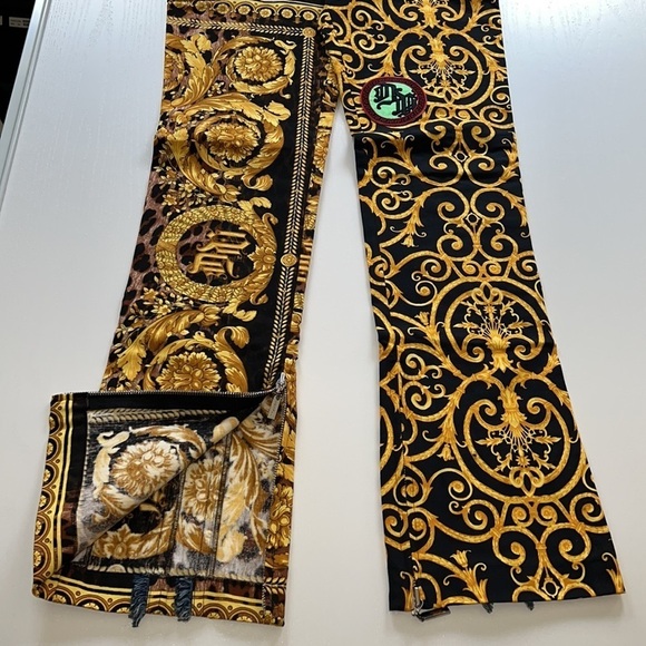 Versace Chaos Couture Studded Archival Print Denim Fringe Jeans Size 44​​​ - Picture 12 of 16